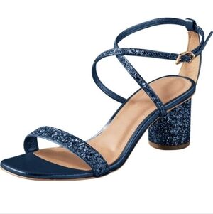 Coutgo Glitter Block Heel Sandals, NWOB